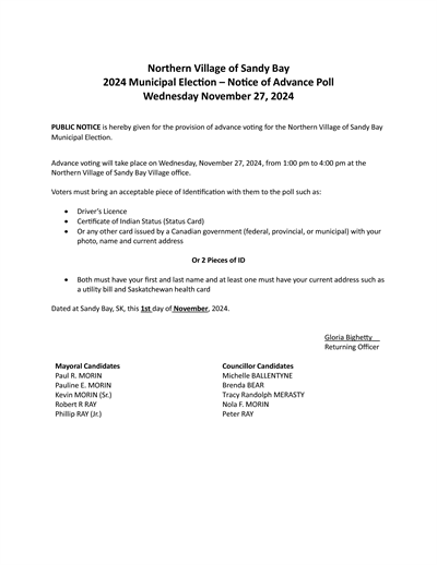 Notice of Advance Poll